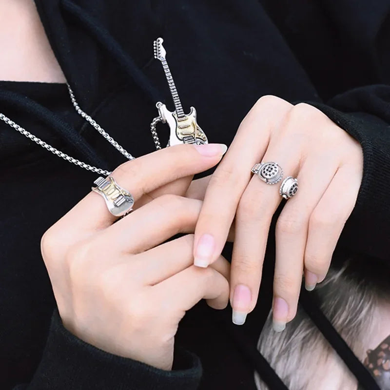 Punk Guitar Pendant Necklace for Men