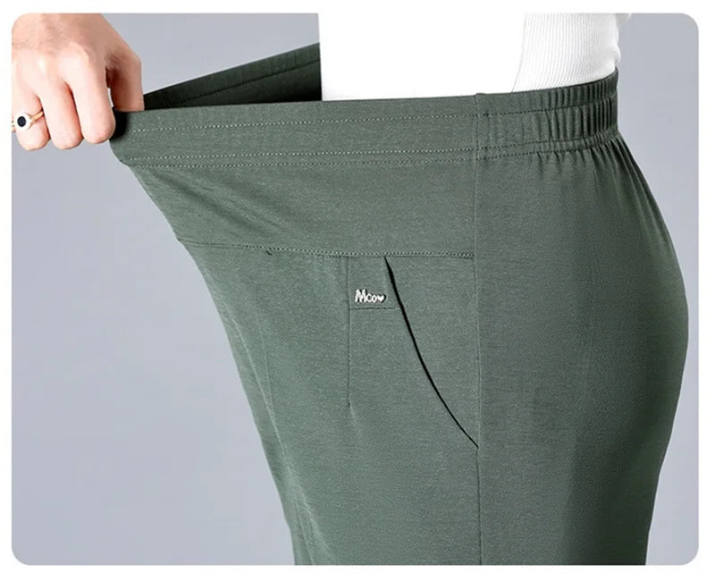 Middle Aged Women'S'S Pants 2026 New Summer Thin High Waiste Elastic Loose Straight Pants Female Casual Trousers 5Xl 6Xl 7Xl 8Xl