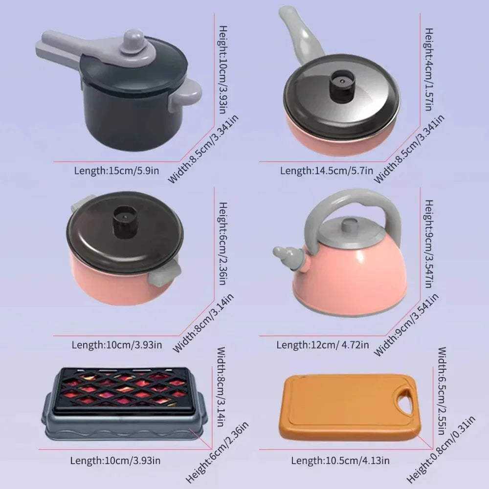 Juego de juguetes de cocina para niños de 92/69/59 piezas, kit de accesorios de cocina de juego con ollas de juego, comida de juguete de simulación, regalo para niñas y niños pequeños