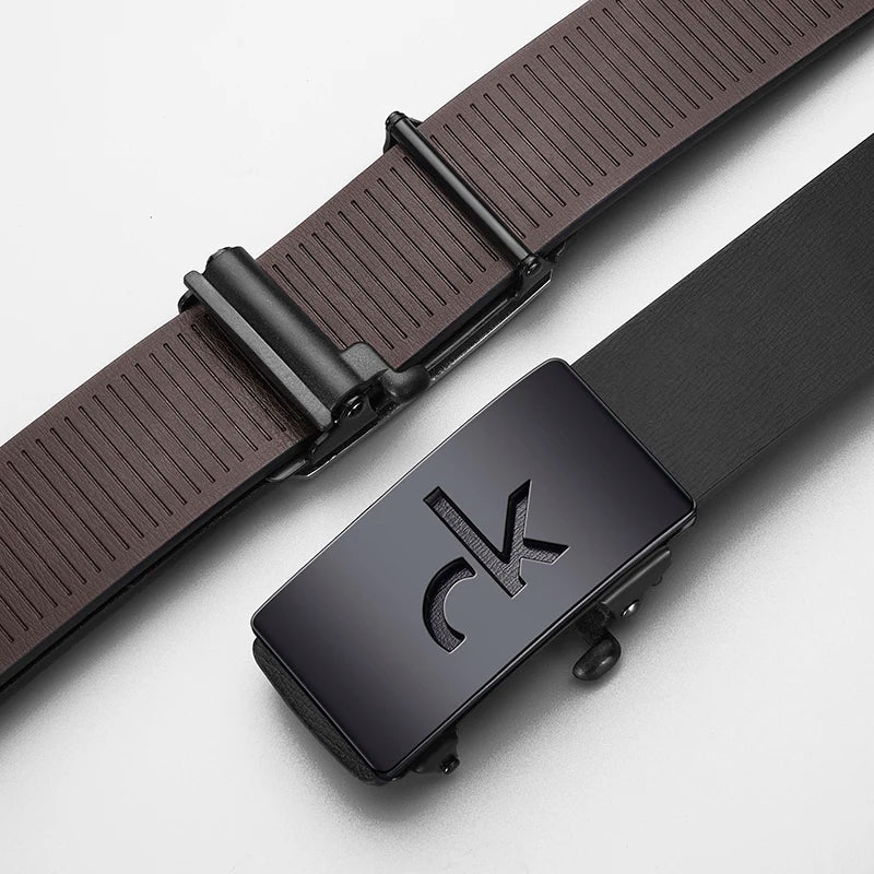 Retro Simple Men's Alloy Automatic Buckle Business Belt With Shorts Belt Accessories Fashion Men's Casual Belt