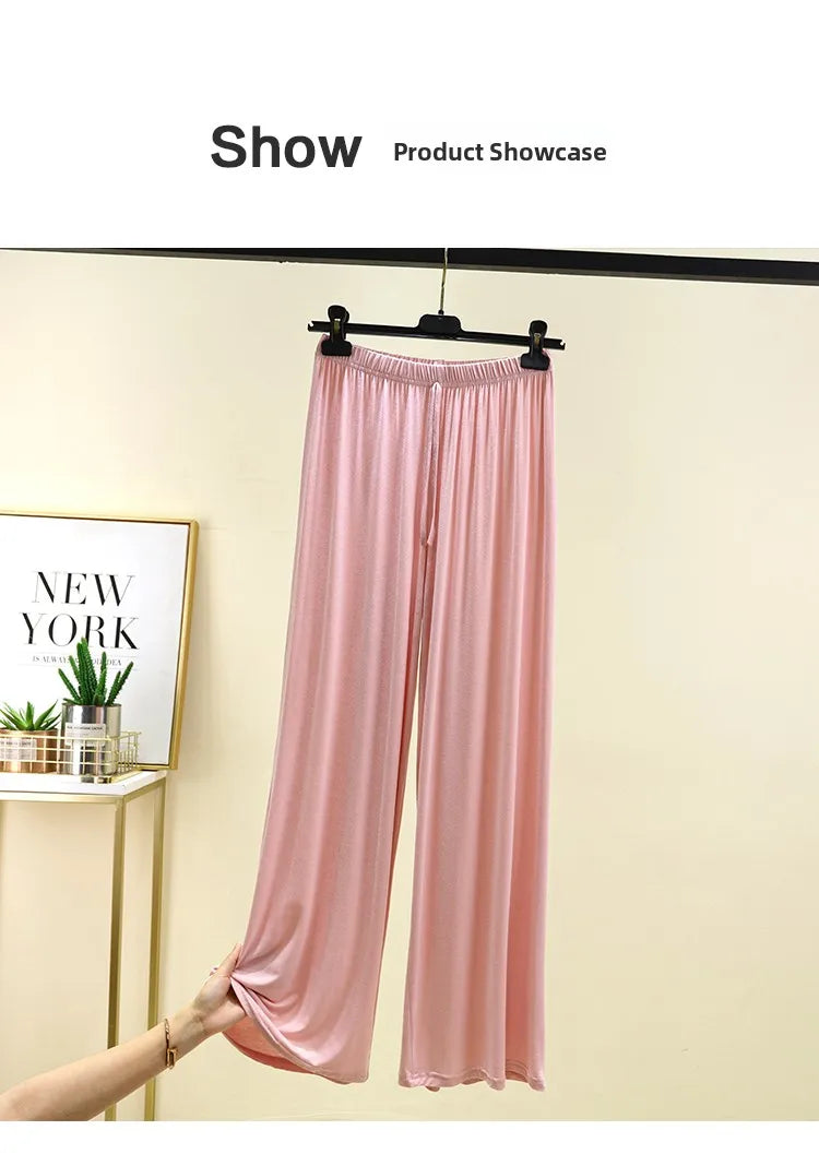 Women's Modal Wide-Leg High-Waisted Lounge Pants - Casual Summer