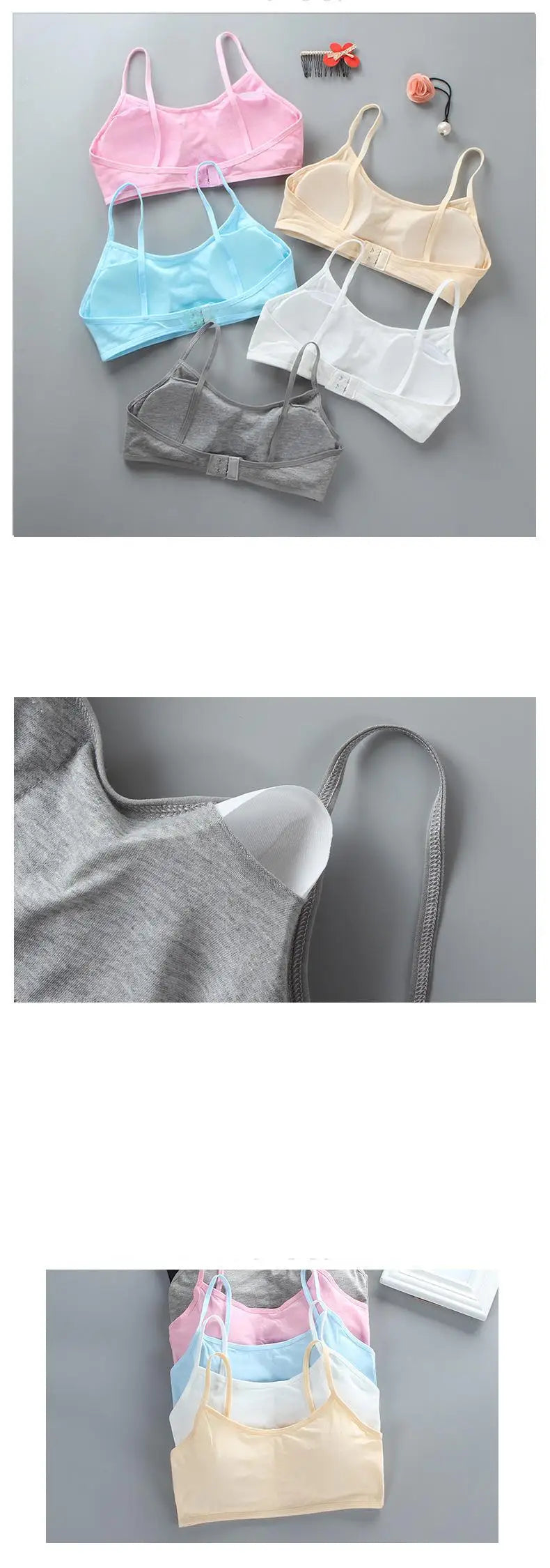 1PC New Teenage Girls Small Bras Back Buckle Young Children Underwears Student Girls Solid Kids Sports Training Bra Padded Vests
