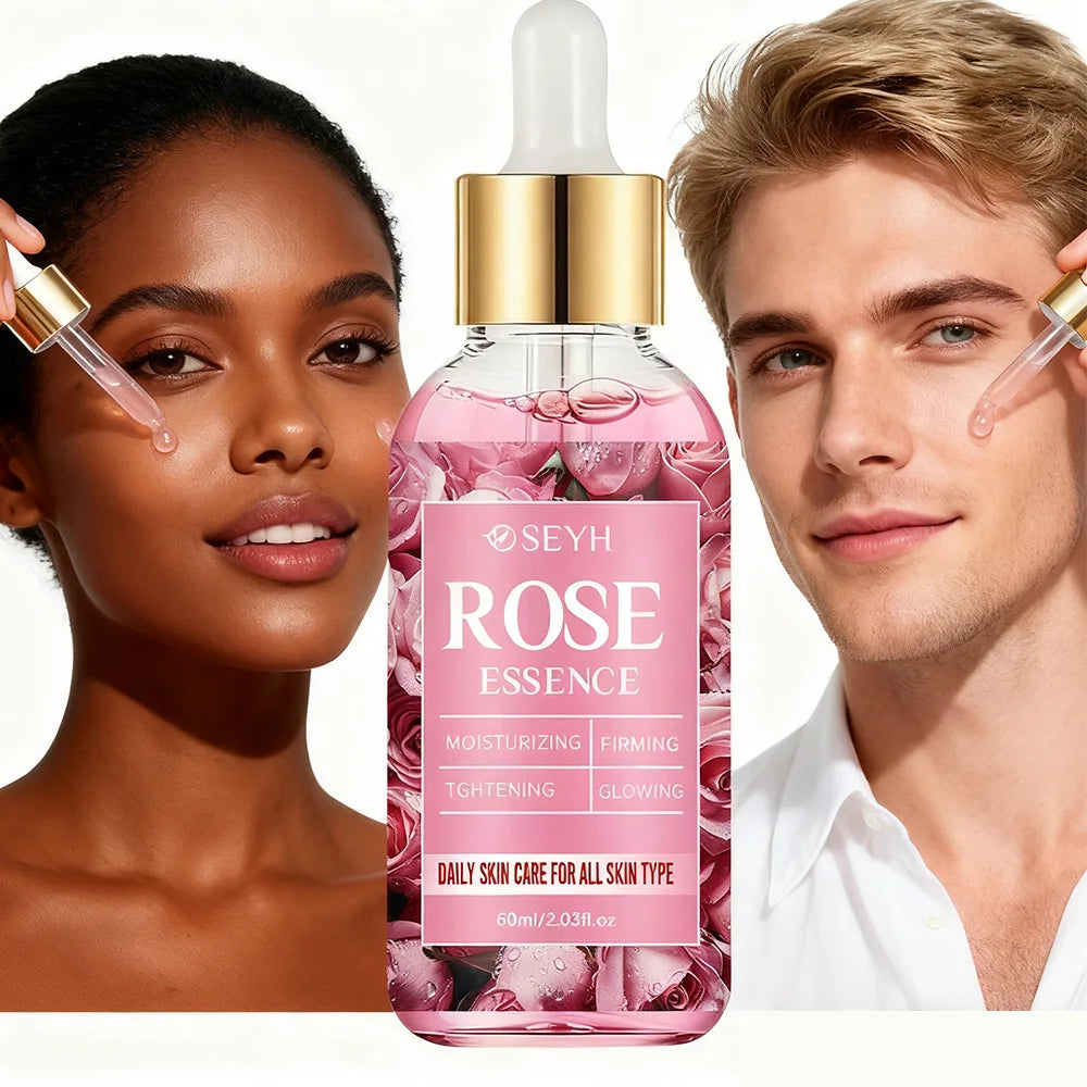SEYH Rose Hydrating Essence 40ml/60ml - Day And Night Plant Extracts with Aloe Vera Rose Ceramides Retinol Peptides for Elastic