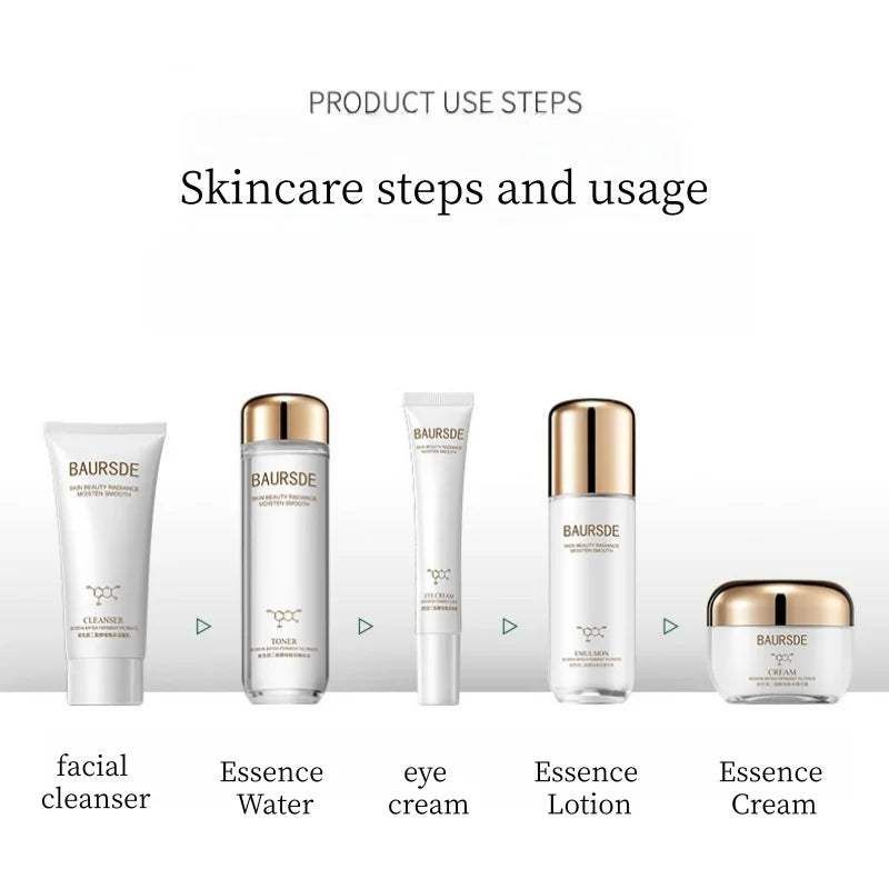 Bosein Retinol Skincare Five-Piece Set, Including Cleansing Balm, Essence Water, Eye Cream, Essence Lotion, Essence Cream, Contains Skin-Beneficial Ingredients Such as Bosein, Niacinamide, Centella Asiatica Extract, with a So