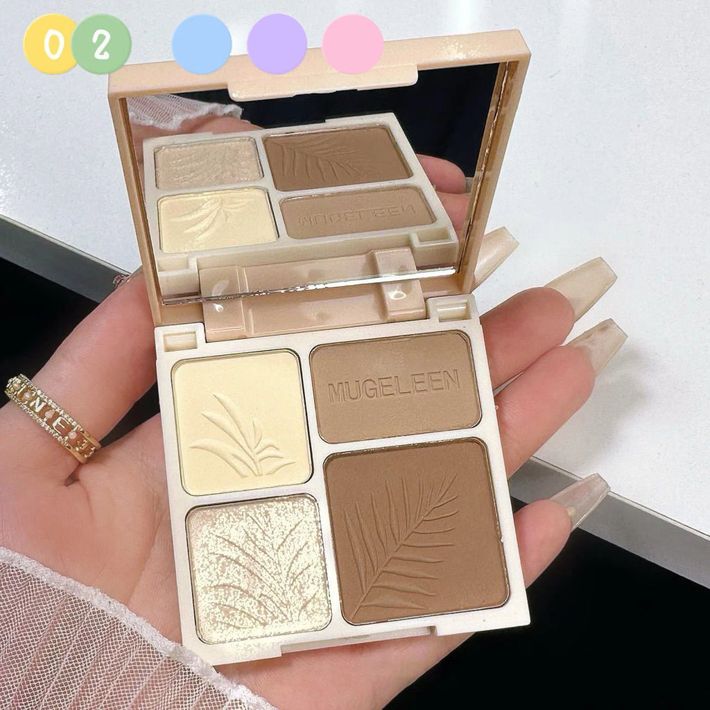 4 Colors Highlighter Contour 3D Facial Bronzer Cosmetic Brightening Beige Matte Highlights Palette Nose Shadow Powder Makeup