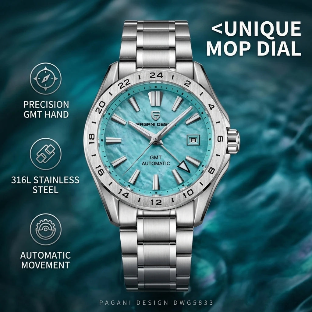 Pagani Design GMT Men's Mechanical Watch Luxury Sapphire Glass Stainless Steel Automatic Mechanical Men's Watch 100 Waterproof