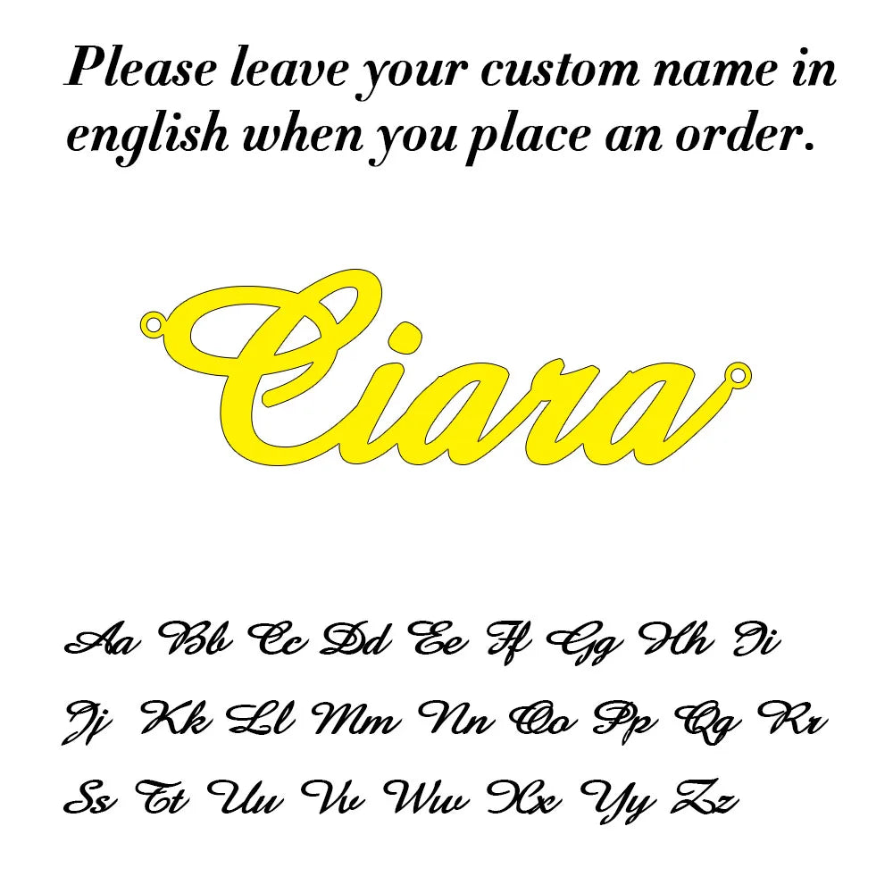 Collar con nombre personalizado para mujer, colgante de letras cursivas personalizadas, joyería de acero inoxidable, regalo para ella