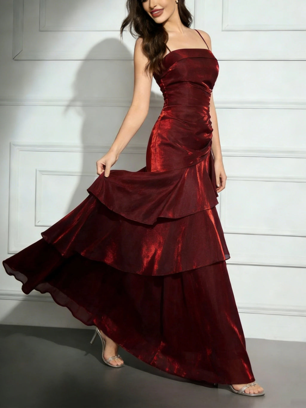 Elegant Women French Spaghetti Strap New Long Dresses Female Slim Chic Party Prom Robe Fashion One Piece Clothing Spring Summer