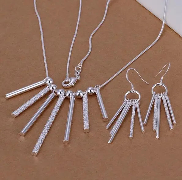 Charms 925 Sterling Silver Wedding Jewelry Set For Women Pendant Necklace And Earrings Top Quality