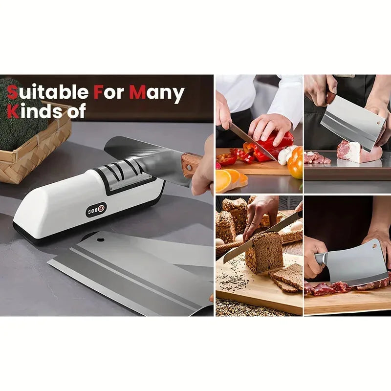 Afilador de Cuchillos Eléctrico de Cocina, Multifuncional Automático Profesional de 4 Velocidades, Accesorios de Cocina