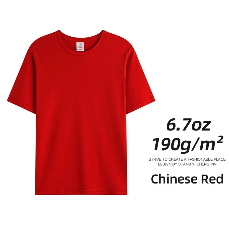 Men's Combed Cotton T-Shirt - Solid O-Neck Casual Short Sleeve Tee