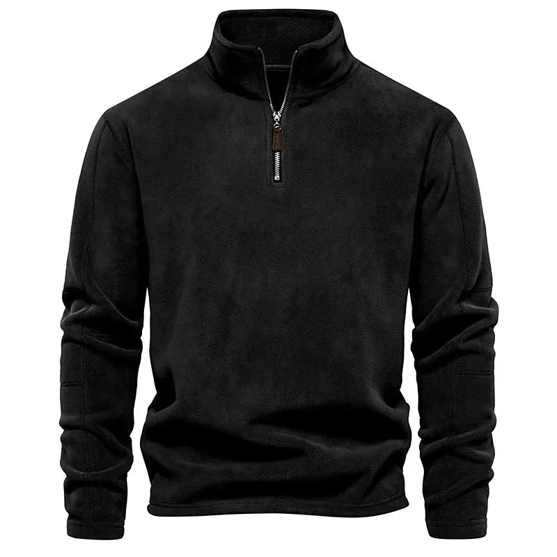 Thick Fleece Hoodie Men'S Autumn Winter Fashion Brand Half Zipper Long Sleeve Warm Outerwear Casual Color No Brand