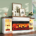 70" Electric Fireplace with Mantel, Farmhouse 3-Sided Fireplace TV Stand for TVs up to 75 Inch, Entertainment, Customized