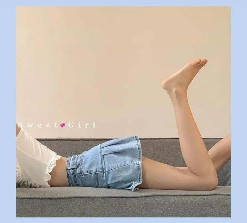 Y2K Vintage Denim Skirt Women Summer Fashion High Waist A-Line Wash Blue Slim Sexy Hot Girl Mini Jeans Ruffle Short Skirt Female