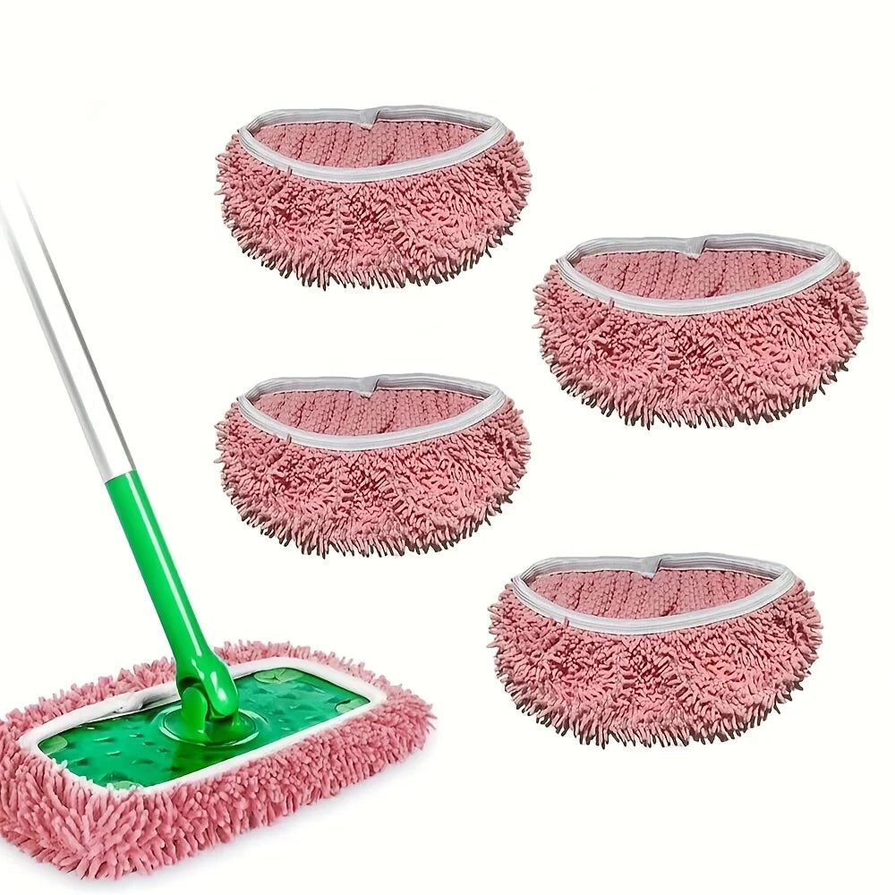 2pcs Dry Sweeping Cloth Chenille Mop Cloth Cover Set Swiffer Reusable Pads Dry Sweeping Machine Washable Refill Pads for Home