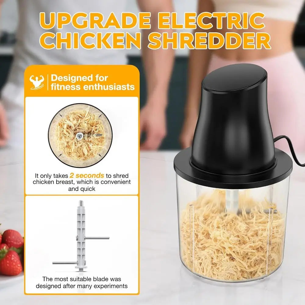 250W Powerful Multifunctional Meat Shredder - Ideal for Chicken, Meats, Fruits, Vegetables, and Nuts (Black)