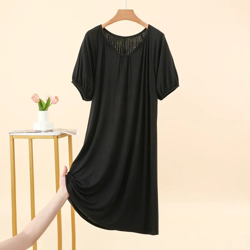 Summer New Modal Sleeveless V-neck Long Dress Women's Thin Loose plus Size Home Dress Fresh Sweet Style Outdoor Scene