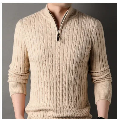 Mens Casual Knit Sweater Premium Warmth With Customizable Fit For Men And Everyday Comfort