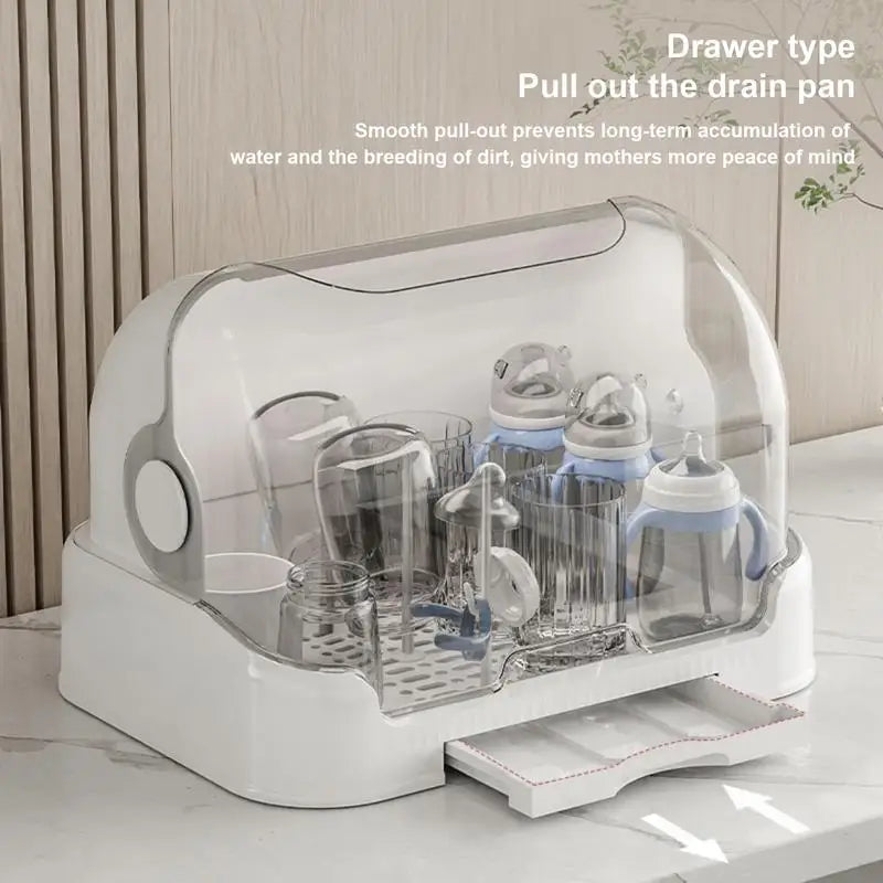 Babies Bottle Drying Rack Dustproof Bottle Storage with Removable Drip Tray Durable Good Sealing Protection Toddler Bottles