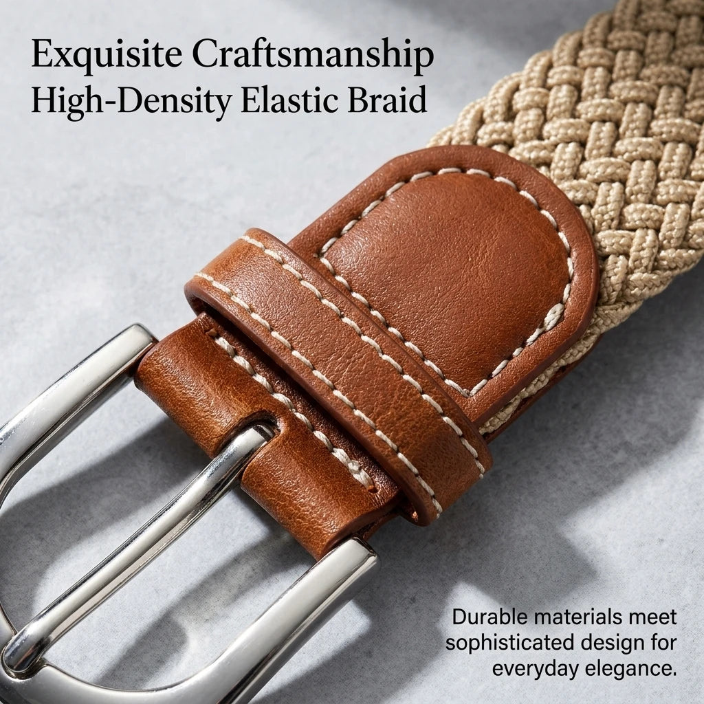 Women's elastic and elastic woven belt in one outfit, casual and versatile denim belt for men and women