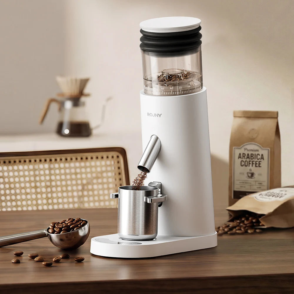 Portable Cordless Burr Coffee Grinder,60‑Speed Fine‑Coarse Adjustment,Rechargeable Coffee Mill for Camping, RV, Office & Kitchen