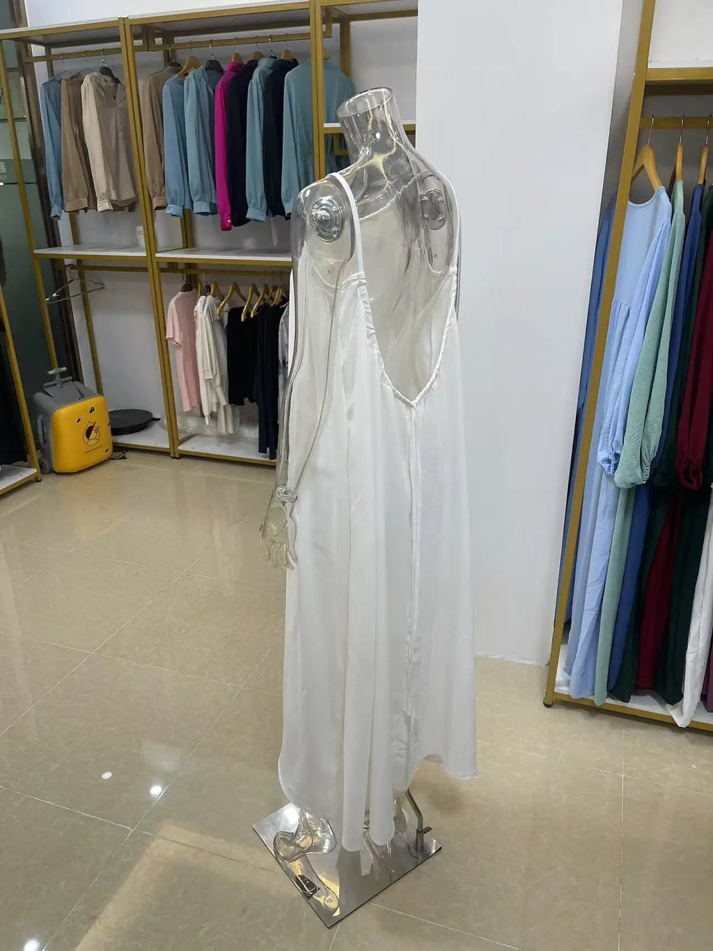 New Arrival Women's Strapless Backless Long Loose Home Dress Comfortable Sleepwear Casual Maxi Dress