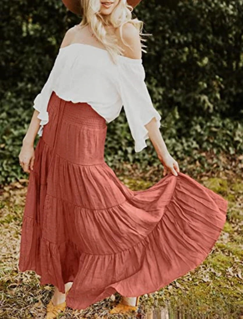 Summer High Waisted Maxi Skirts Women Clothing Fashion Ropa Mujer Faldas Casual Bohemian Long Skirt Saias Harajuku Streetwear