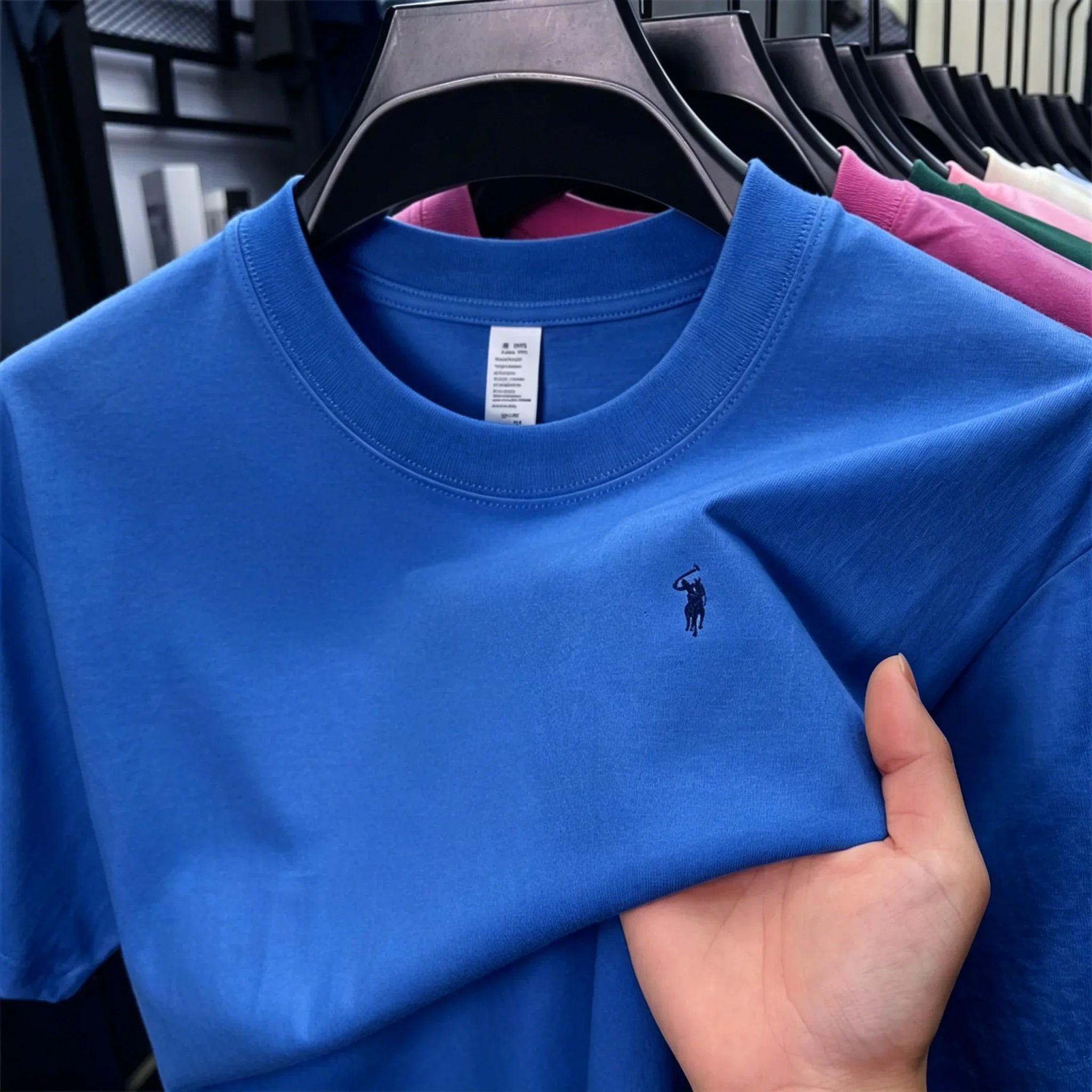 100_ cotton men's short sleeve T-shirt fashion brand Paul Pony embroidery summer new high-end comfortable casual round neck top