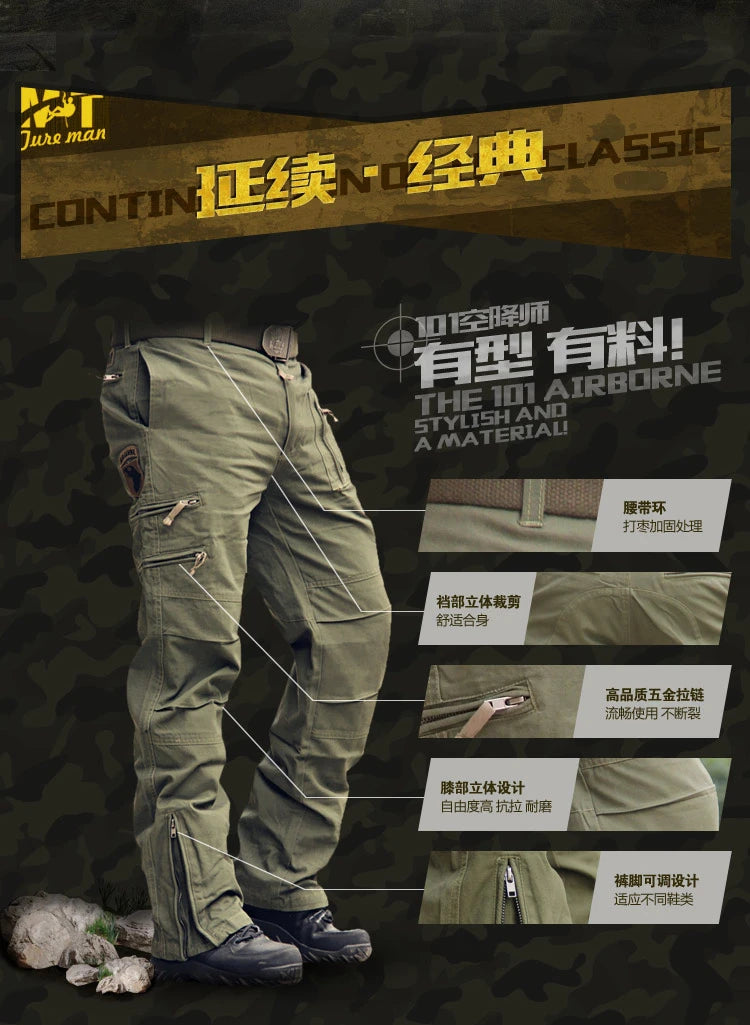 2026 Men's Cargo Pant Cotton Outdoors Tactical Pant Men Vintage Camo Green Work Many Pocket Cotton Camouflage Black Trouser