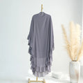 Ruffled Long Chiffon Muslim Abaya Solid Color One-piece Ramadan Khimar Abaya Headscarf Prayer Dress Dubai Saudi Black Robe