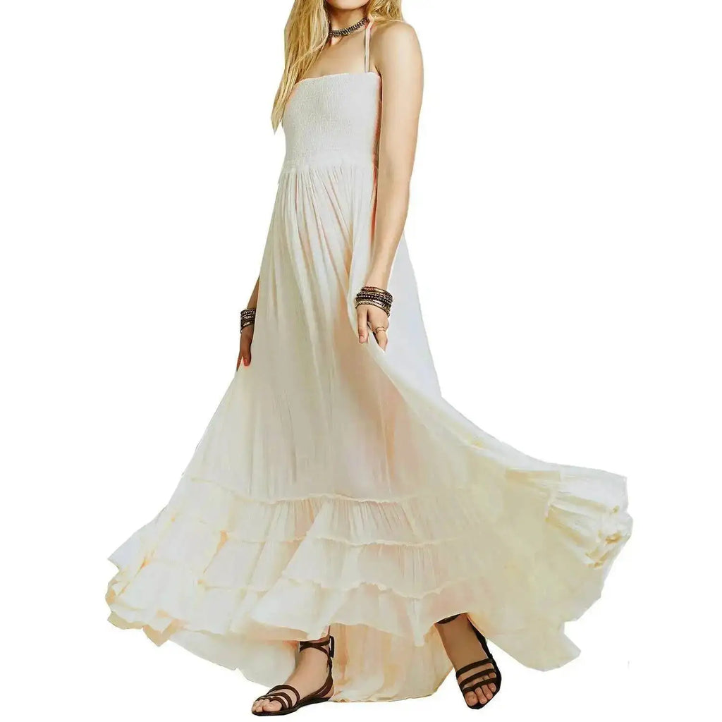 Beach Dress Sexy Dresses Boho Bohemian People Holiday Summer Long Backless Cotton Women Party Hippie Vestidos Mujer Ethnic