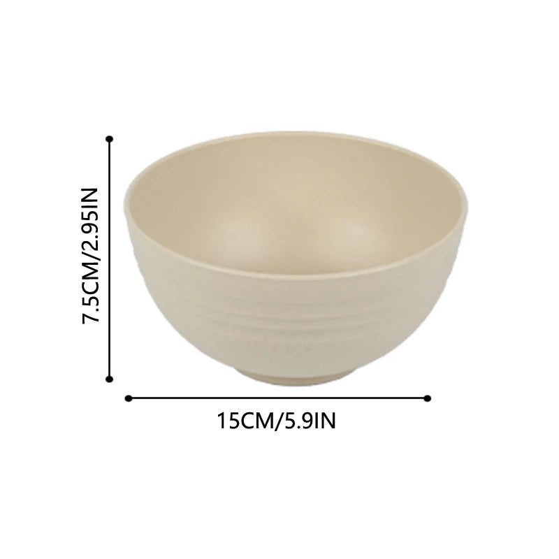 4-Piece Unbreakable Wheat Straw Cereal Bowl Set - Lightweight