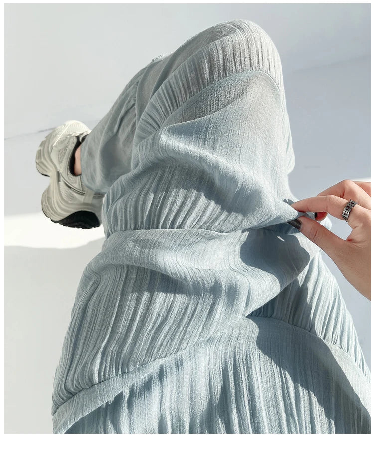 linen patchwork skirt for women in summer, high waist, medium length cake skirt, elegant umbrella skirt, slimming long skirt