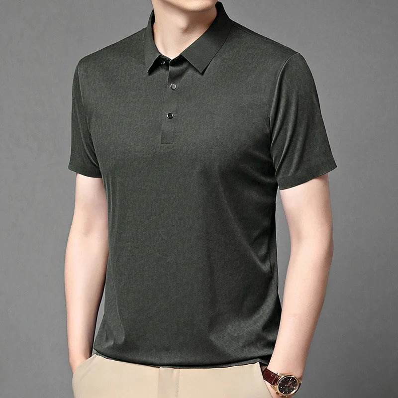 Mens Short Sleeve Geometric Pattern Polo Shirts Casual Summer Tops Lightweight Breathable Shirts for Men