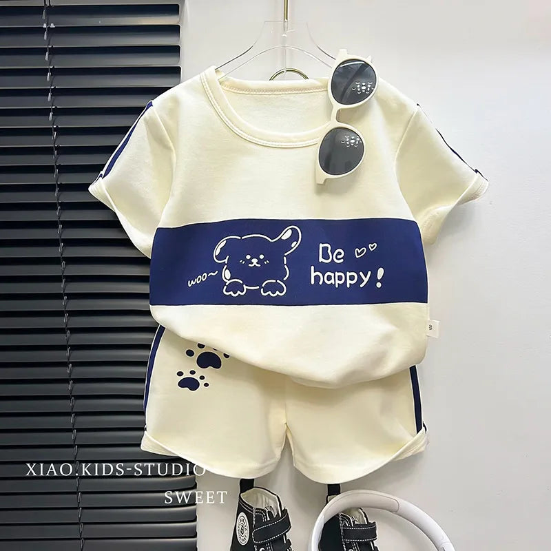 Children's Summer 2-Piece Cotton T-Shirt and Shorts Set - Unisex