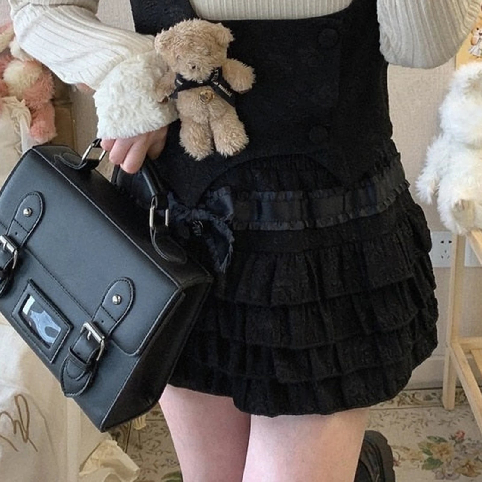 Gaono Lolita Cake Mini Skirts Women Japanese A-line High Waist Pleated Skirt Girly Kawaii Love Y2k Layered Skirts Fairy Outfit