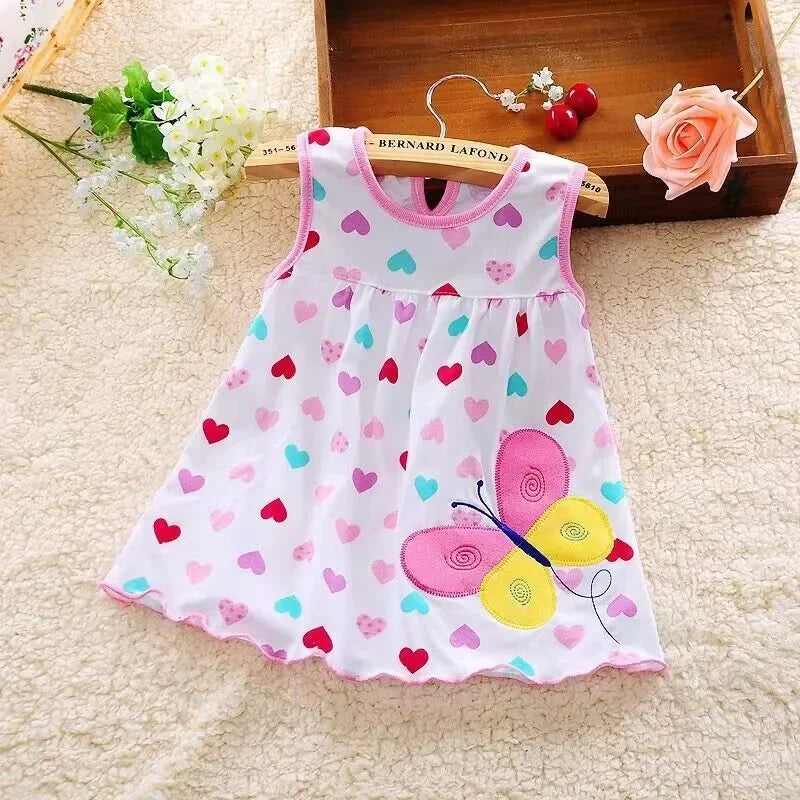 Baby Girl Embroidered Floral Cotton Sleeveless Dress Soft Breathable 100 Percent Cotton For Sensitive Skin
