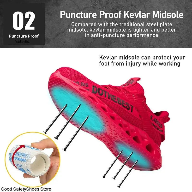 Safety Shoes Men For Work Sneakers Women'S Men Steel Toe Work Shoes Security Protective Shoes Lightweight Anti-Smash Anti-Puncture