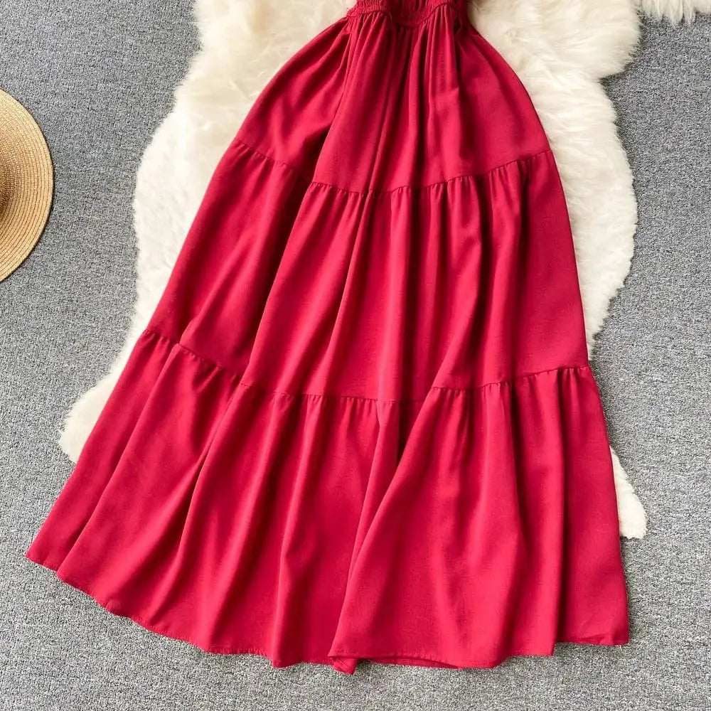 YuooMuoo Luxury French Red Black Maxi Party Dress Elegant V Neck Other Material 100% Autumn 2024 Ladies Dress