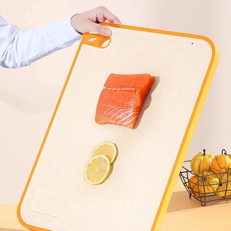 Tabla de cortar antibacteriana de doble cara para el hogar, la cocina, antimoho, antideslizante, de plástico, de paja de trigo, tabla adhesiva multifuncional