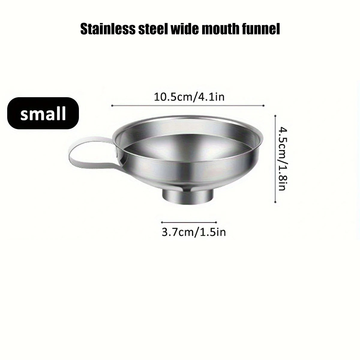 Juego de 3 embudos de cocina de acero inoxidable, embudos pequeños, embudo de boca ancha para tarros, embudo de silicona de grado alimenticio, accesorios de cocina