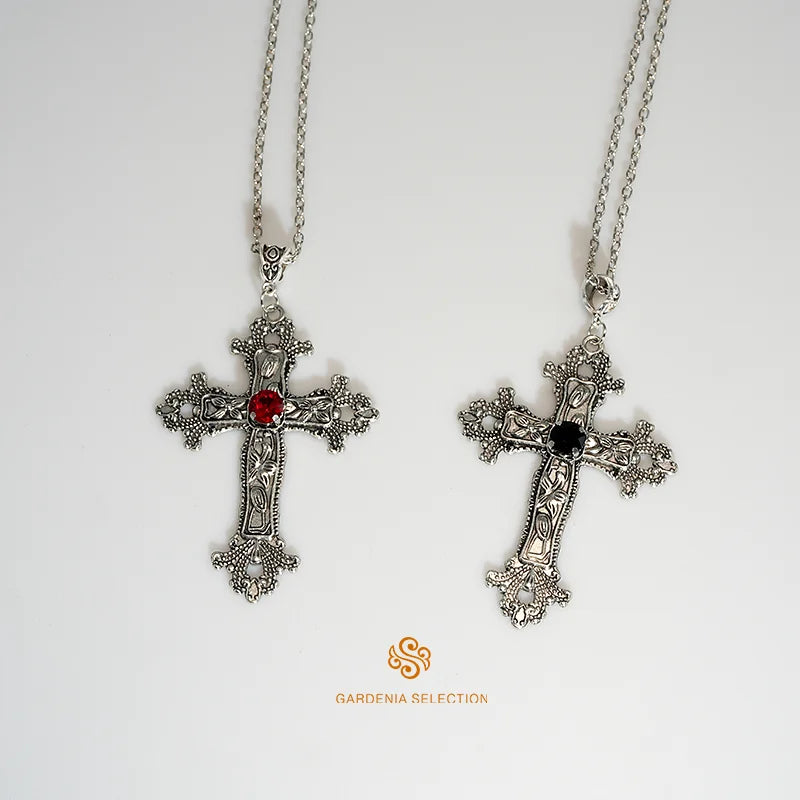 Punk Crystal Cross Pendant Necklace Gothic Clavicle Necklace Aesthetic Jewelry Men'S Women'S'S Gifts
