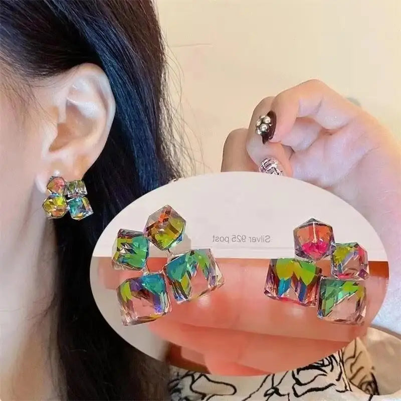 Korean Fashion Zircon Drop Earrings For Women'S Jewelry 2026 Trending New Luxury Women'S'S Geometric Hoop Earrings Pendientes Gifts