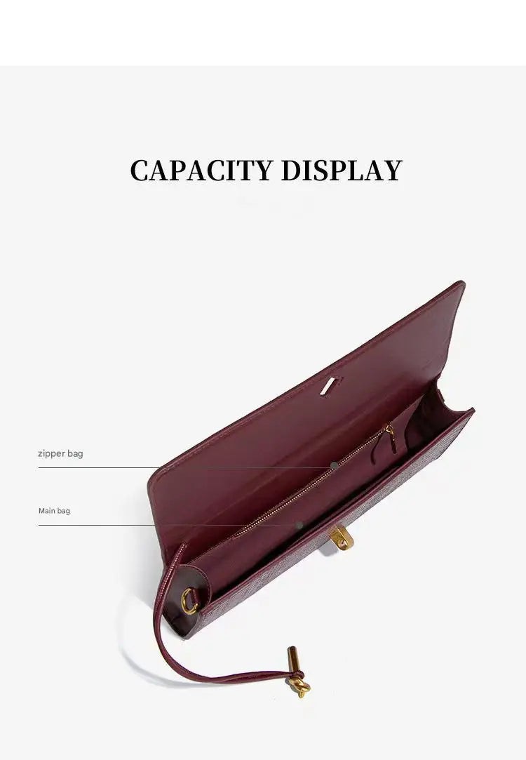 PU Leather Fashion Luxury Top-Handle Bag For Women Evening Handbag Long Purse Crocodile Pattern Crossbody Shoulder Bags