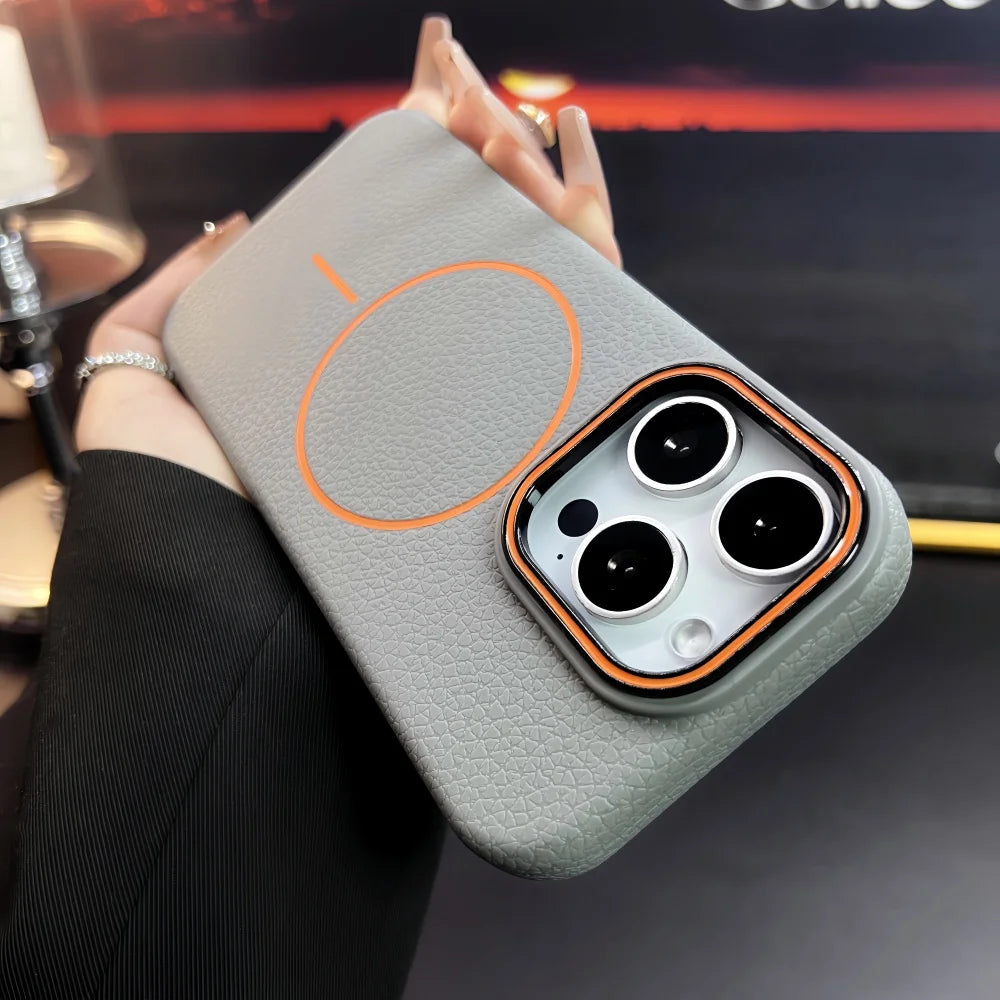 Lichee Pattern Magnetic 17promax Case for IPhone 17 Pro Max 16 14 15 Plus 13 12 17 Air Pro Max 11 for Magsafe Soft Cover