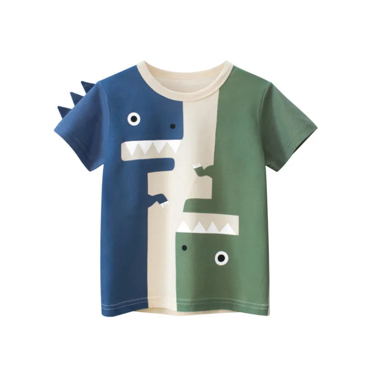 Tsaujia Boys' Short Sleeve Cotton T-Shirt - Cartoon Print Active Top