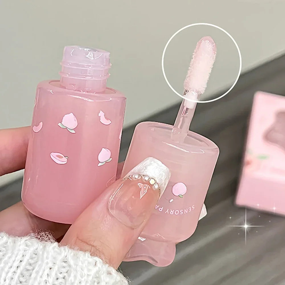Blueberry Peach Lip Balm & Lip Gloss Set Light Hydrating Formula Relieve Dry Lips Remove Dead Skin Soothing Tender Lip Care