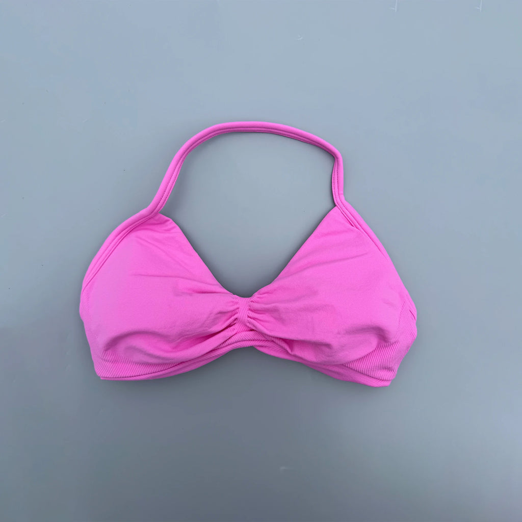 Sports Strappy Bra Yoga Underwear Women Gym Top Running Exercise Backless Bra High Support Active Wear Fitness Workout Halter
