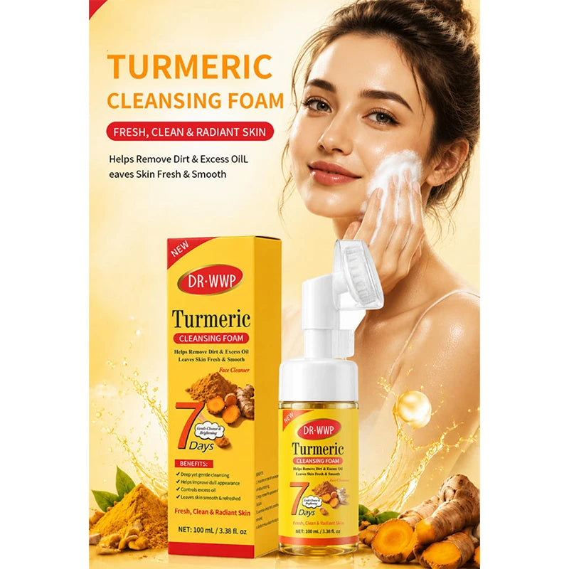 Turmeric Kojic Acid Facial Cleanser Refreshing Moisturizing VC Cleansing Mousse Gentle Cleaning Oil Control Brighten Skin Tone