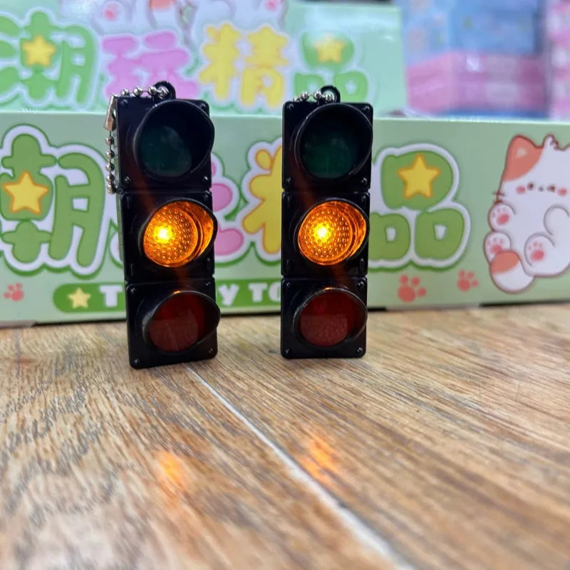 New Signal Traffic Light Keyring LED Pedestrian Safety Light Keychains Pendant Key Ring for Backpack Key Drivers Car Accessories